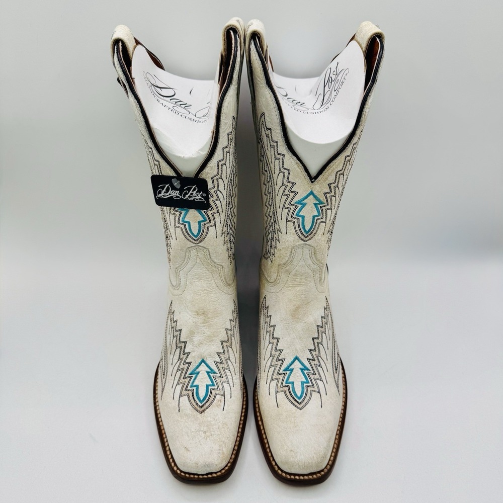 Dan Post Darcy Boots Women's Size 7.5 Distressed White Leather Snip Toe - Picture 11 of 16